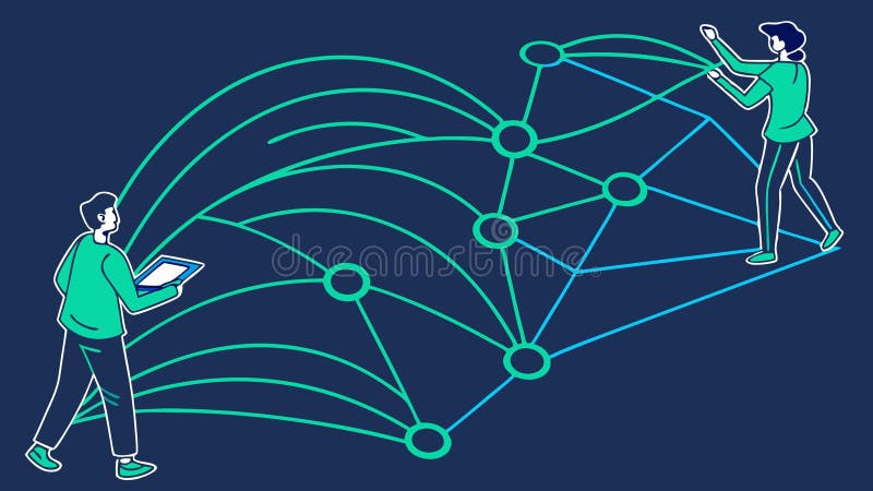 Network of people connecting, global and social vector design Generative AI stock illustration