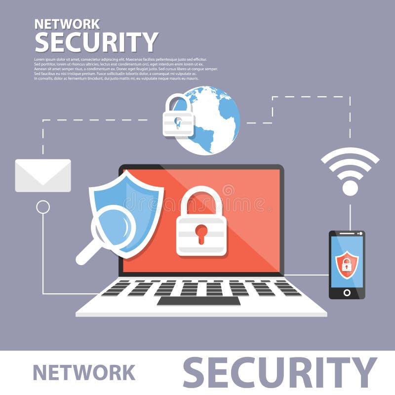 Network Security Flat Icon Banner Concept vector illustration