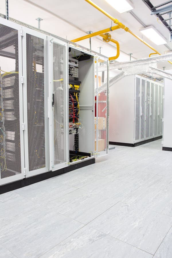 Network server room with computers for digital tv ip communications and internet stock images Network server room with computers for digital tv ip communications and internet stock images