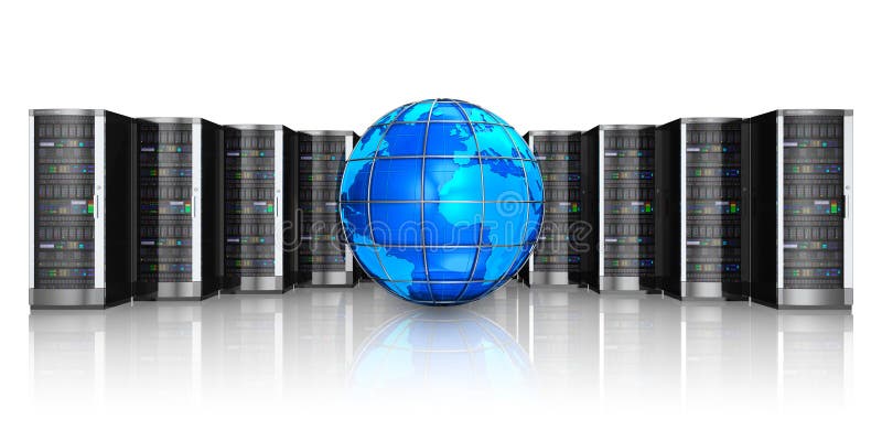 Network servers and Earth globe