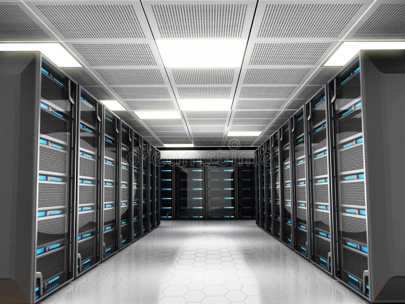 Network servers. Network server room with high technology equipment Network servers. Network server room with high technology equipment