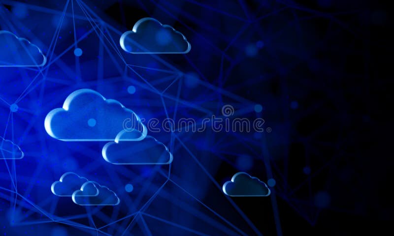 Network social online, background 3d illustration rendering, machine deep learning, data cloud storage stock illustration
