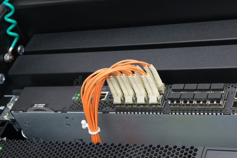 Network Switch and Fiber Optic Cable Stock Image Image of concept