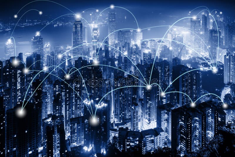 Network Telecommunication and Communication Connect Concept, Connection 5G Networking System of Infrastructure and Cityscape (Sis