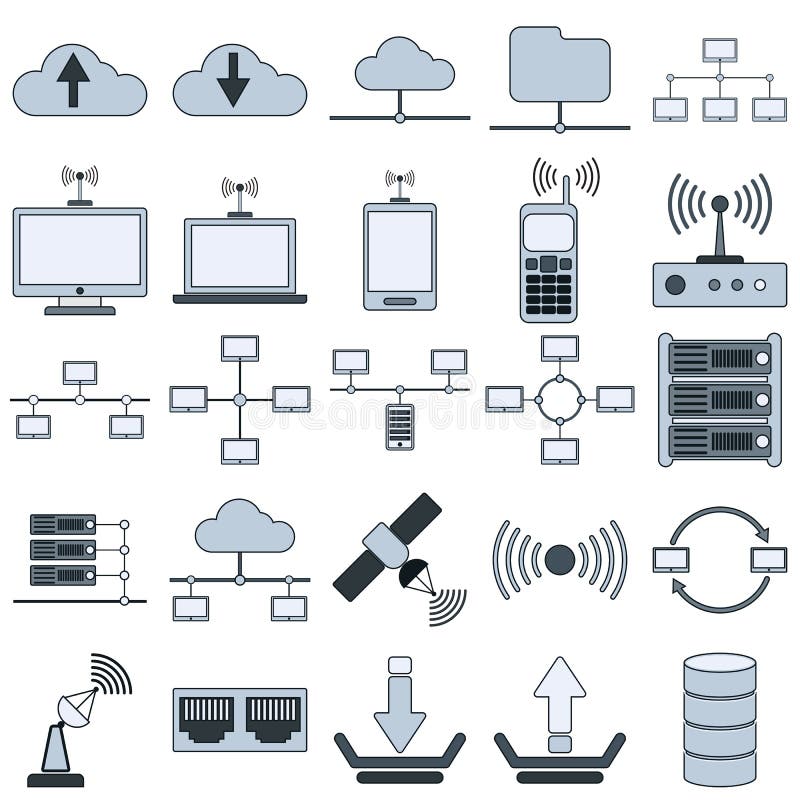 Computer Network, Cloud Computing, Remote Control Concept Stock Vector ...