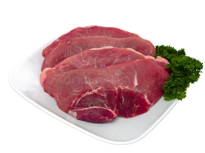 Neue globale Ansicht der Schweinefleischschnitte in Platte lizenzfreies stockfoto Neue globale Ansicht der Schweinefleischschnitte in Platte lizenzfreies stockfoto