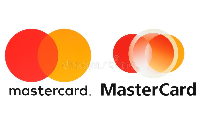Neue MasterCard-Logos gedruckt auf Weißbuch vektor abbildung Neue MasterCard-Logos gedruckt auf Weißbuch vektor abbildung