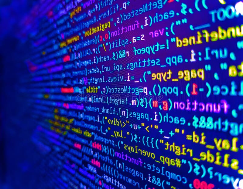 Neue technologische Revolution. geringe Tiefe des Feldselektivfokus. Entwurf eines erfahrenen Webentwicklers. Javascript lizenzfreie stockfotografie