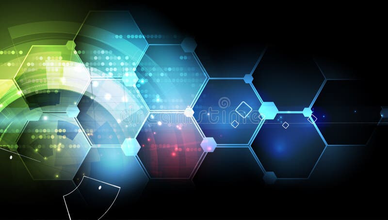 Neuer zukünftiger Technologiekonzept-Zusammenfassungshintergrund vektor abbildung