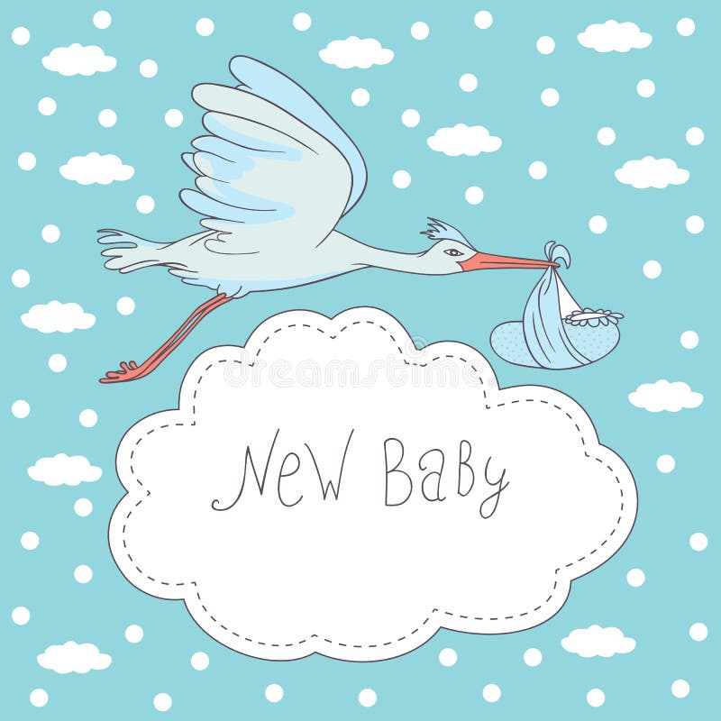 Neues Baby, Storchfliegen mit Baby stock abbildung Neues Baby, Storchfliegen mit Baby stock abbildung