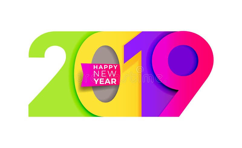 An neuf heureux Modèle coloré de typographie de conception des textes du nombre 2019 La conception pour l'affiche et les cartes d illustration libre de droits An neuf heureux Modèle coloré de typographie de conception des textes du nombre 2019 La conception pour l'affiche et les cartes d illustration libre de droits