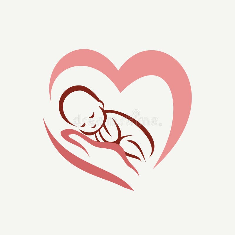 Neugeborenes Baby, das auf dem Handsymbol liegt stock abbildung