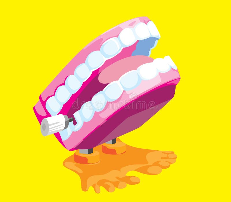 A bright illustration of a novelty plastic chattering teeth toy. A bright illustration of a novelty plastic chattering teeth toy.