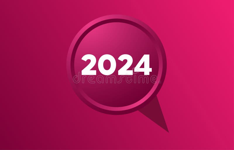 2024 new year badge. pin 2024 on pink background. 2024 new year badge. pin 2024 on pink background