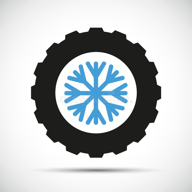 Neumáticos de coche del invierno con el icono del copo de nieve stock de ilustración Neumáticos de coche del invierno con el icono del copo de nieve stock de ilustración