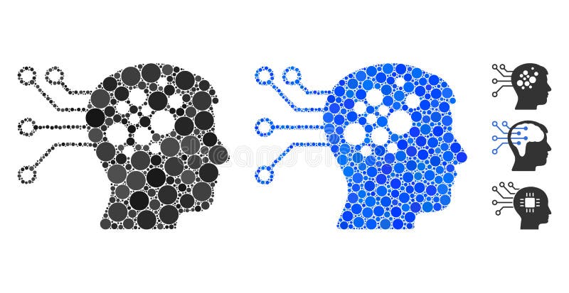 Neural Computer Links Icona Mosaica di punti rotondi illustrazione di stock