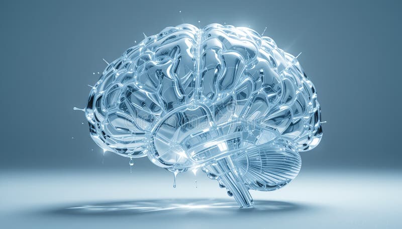 Neural Cortex Engine - Cybernetic Brain with Transparent Hydraulic Intelligence AI-Generated stock illustration