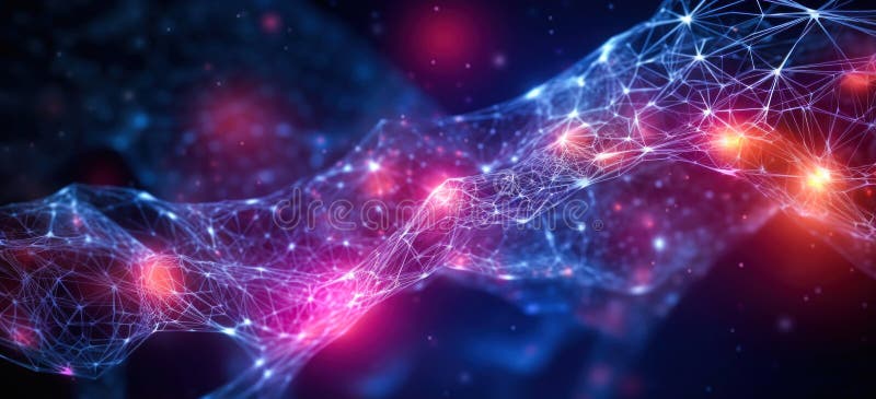 Neural Grid: Abstract Background in Blue and Pink Tones stock images