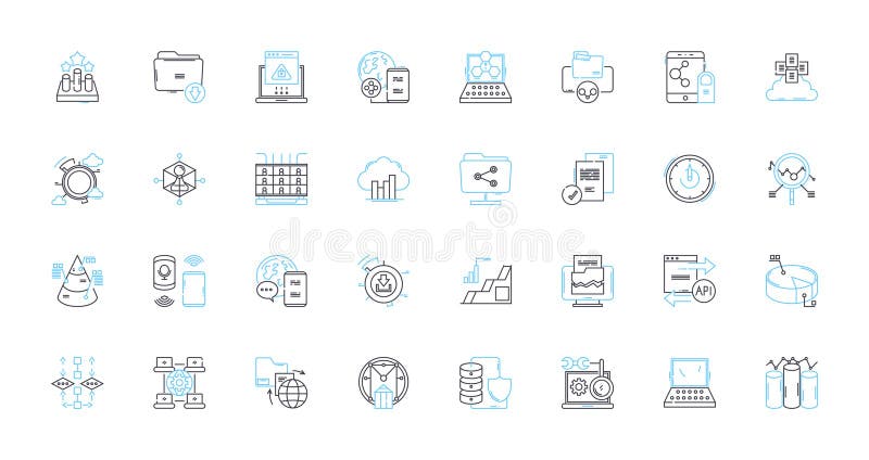 Neural Nerks linear icons set. Artificial Intelligence, Machine Learning, Robotics, Algorithms, Deep Learning, Neural stock illustration