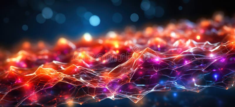 Neural network background in blue and pink tones vector illustration