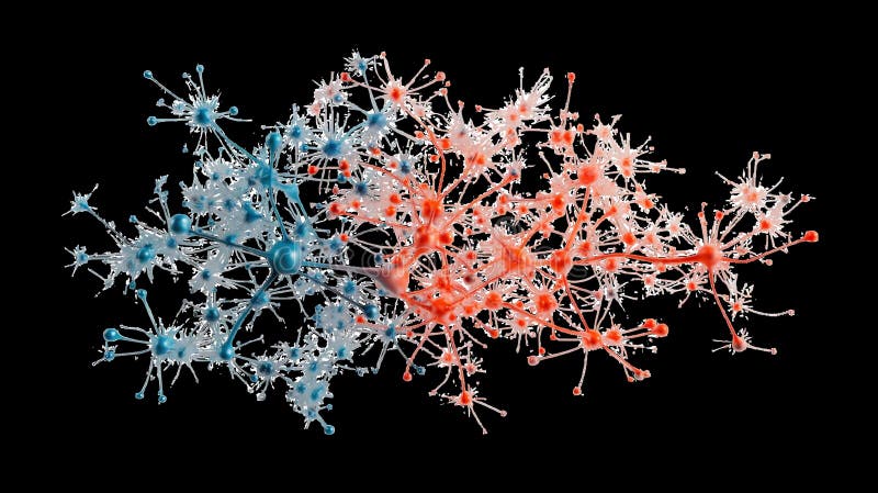 Neural network communicating and sharing information on transparent background royalty free illustration