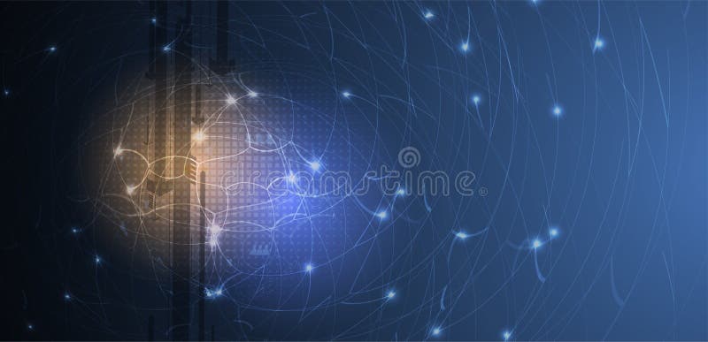 Neural network concept. Connected cells with links. High technology process. Abstract background stock illustration