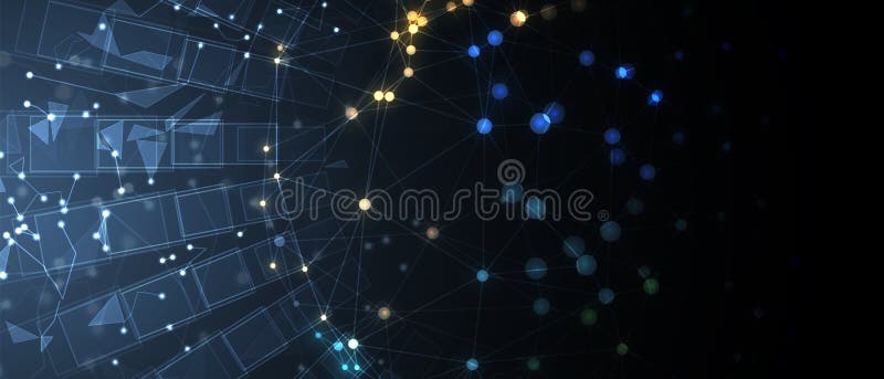 Neural network concept. Connected cells with links. High technology process. Abstract background stock illustration