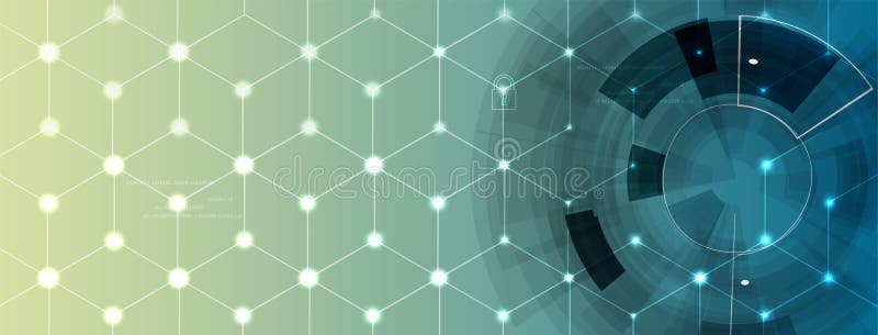 Neural network concept. Connected cells with links. High technology process vector illustration