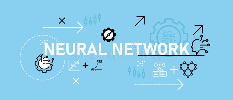 Neural network conceptual AI artificial neural learning algorithm data processing modern technology programming machine royalty free illustration