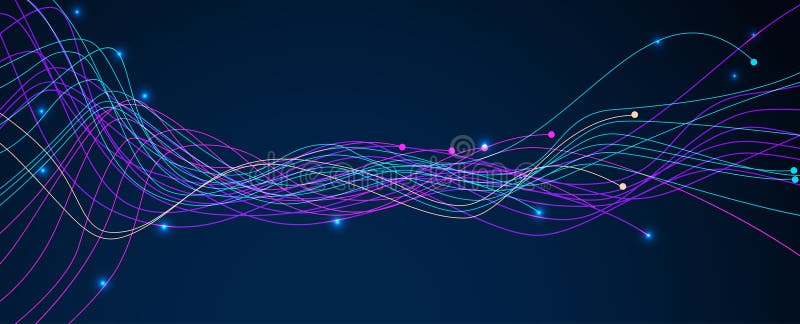 Neural network and data science technology background stock illustration