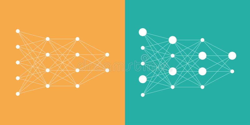 Neural network deep learning process stock illustration