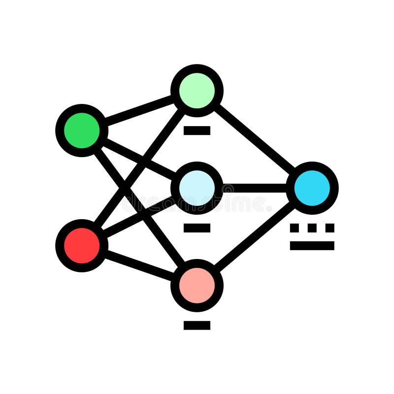 Neural network diagram machine learning color icon vector illustration vector illustration