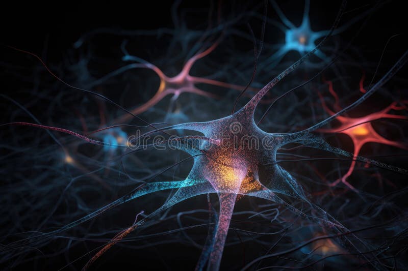 Neural network, with each neuron and synapse visible, learning to recognize new object vector illustration