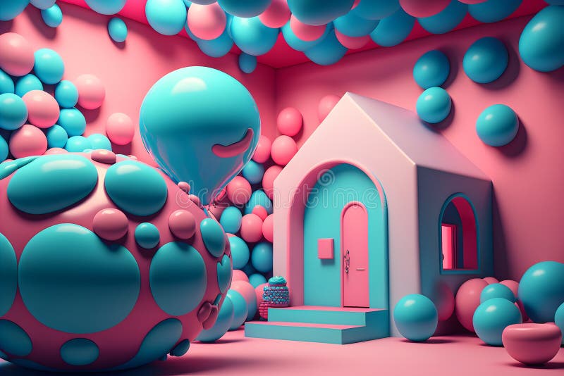 Bubblegum Baloon Background, Latex Color Gradients, Abstract, Neural Network Generated Art Stock