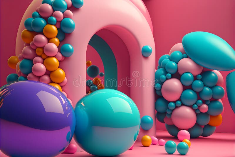 Bubblegum Baloon Background, Latex Color Gradients, Abstract, Neural Network Generated Art Stock