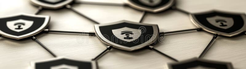 A neural network illustration showcasing artificial intelligence technology. Big data cybersecurity. Secure network. Shield artificial intelligence stock images, royalty-free photos and pictures