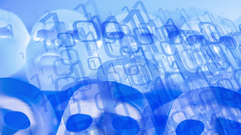 Neural networks use artificial intelligence, one zero binary code royalty free illustration