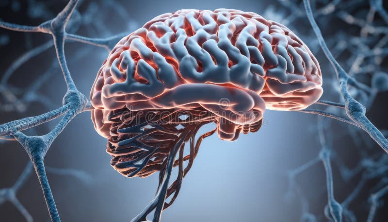 Neurological complexity - A detailed 3D rendering of a human brain vector illustration