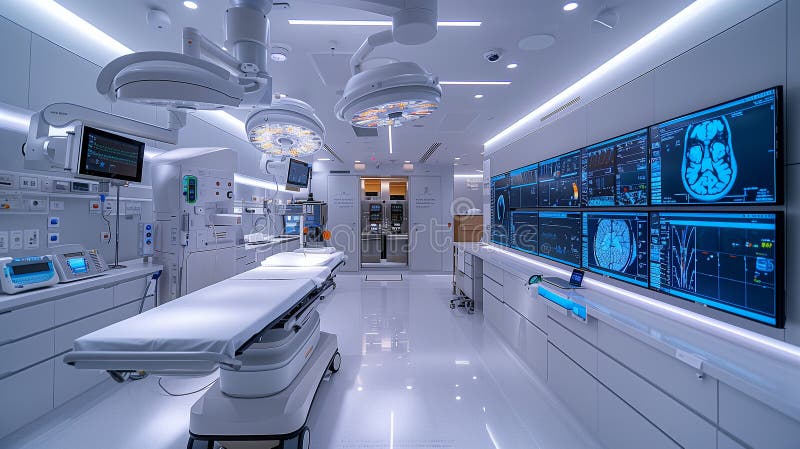 Neurology research lab, with cutting-edge brain imaging tools meet computer diagnostics stock photos