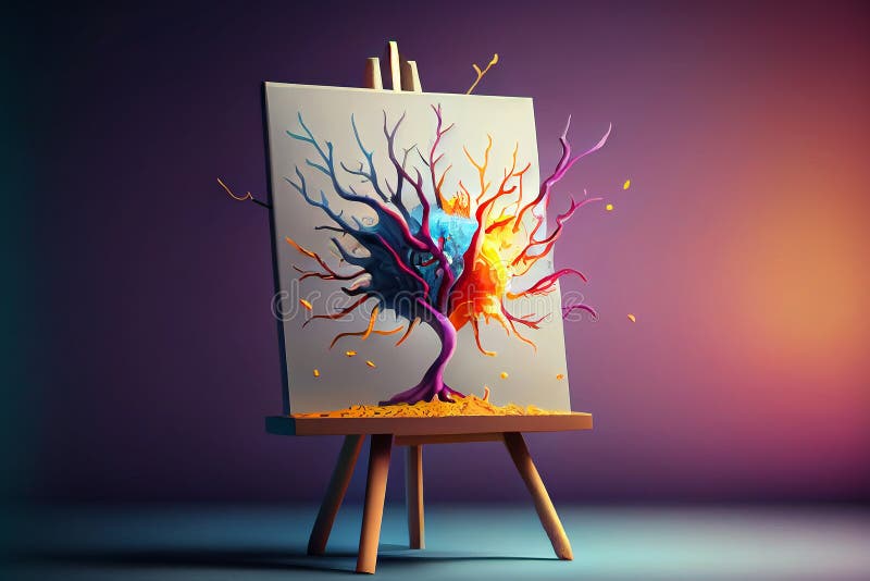 Neuron Painting, Brain Cells, Neural Network Concept, Illustration 库存照片