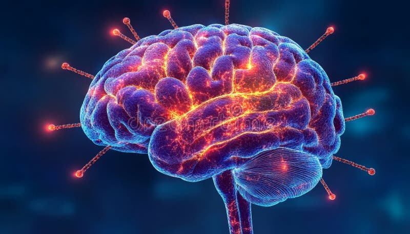 Neuronales Netzwerk des menschlichen Gehirns kognitive Funktionen Intelligenz psychische Gesundheit 3D Abbildung vektor abbildung