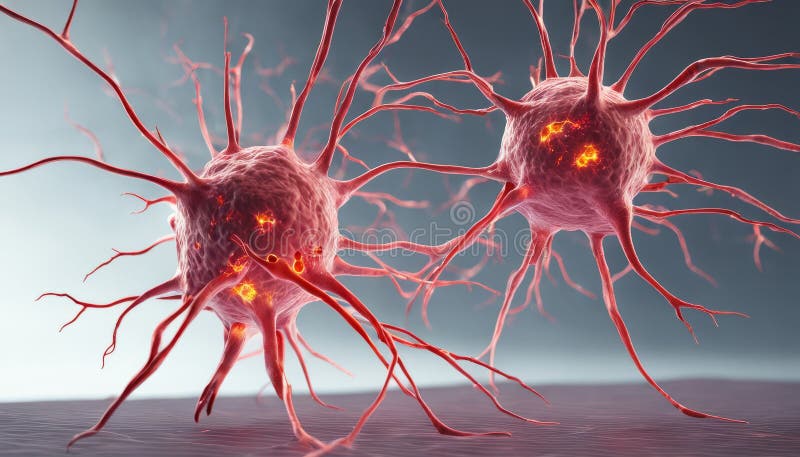 Neuronales Netzwerk mit glühenden Viruspartikeln vektor abbildung