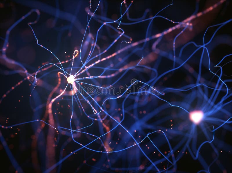 Neuronen Elektroimpulsen royalty-vrije stock afbeeldingen Neuronen Elektroimpulsen royalty-vrije stock afbeeldingen
