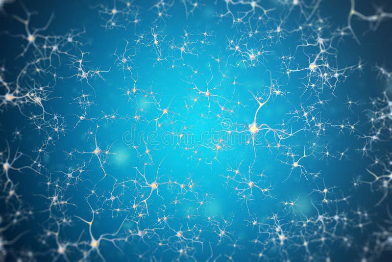 Neurones des cellules de système nerveux rendu 3d illustration stock Neurones des cellules de système nerveux rendu 3d illustration stock