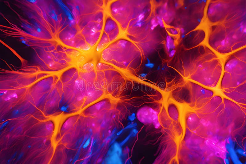 Neuroni cellule nervose fibra nervosa illustrazione digitale. illustrazione di stock