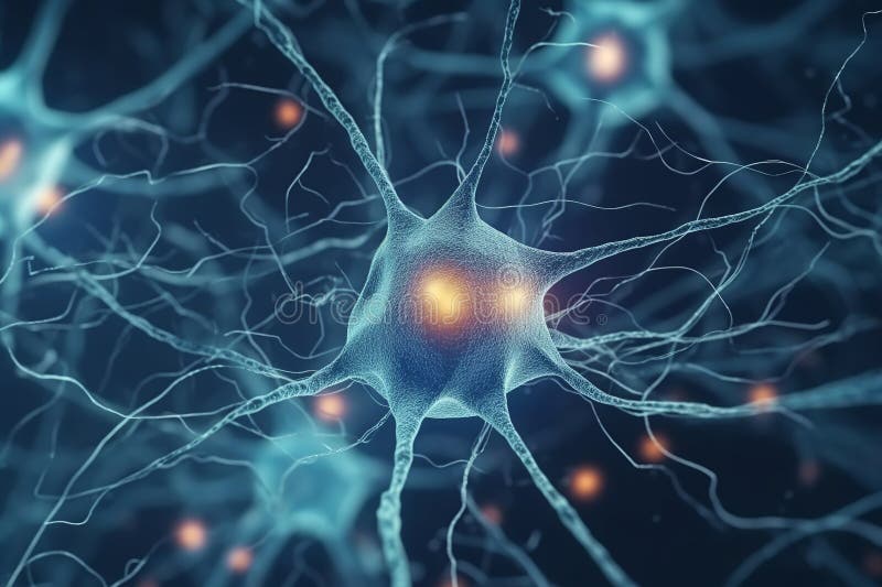 emotional connection diagram showing neural pathways activated by visual coaching with orange highlights and blue connectivity patterns