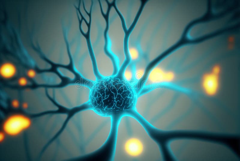 Brain Neurons and Synapses firing signals. Generative AI