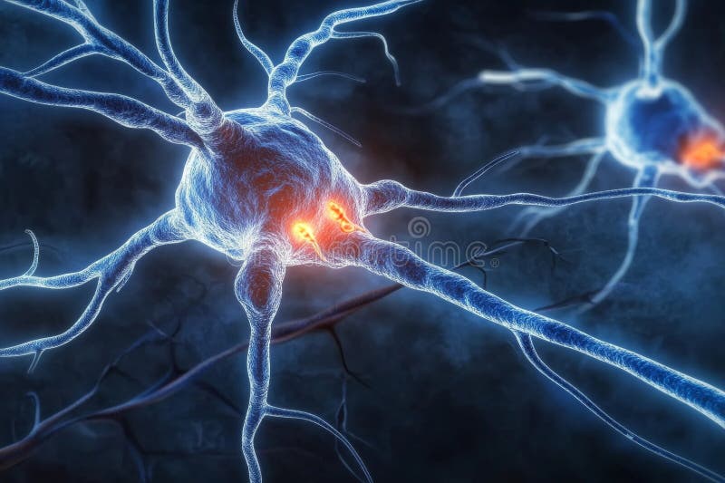 Neurons and Synapses Visualizing Brain Signals and Nervous Cell Communication in Modern Medicine royalty free illustration