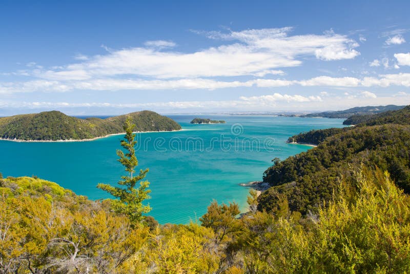 Neuseeland Landschaft. Nationalpark Abel Tasman stockfotos