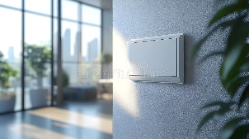 Electric panel mounted on a white wall in a modern interior setting. Generative AI stock images